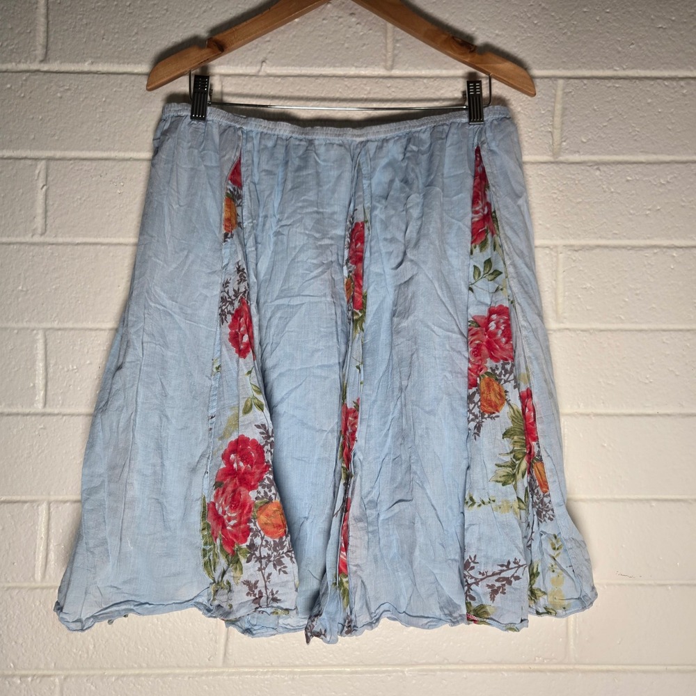Cato Womens Skirt Floral Cotton Gauze Boho Midi Medium M Rose Print Garden Fairy